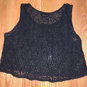 black lace crop top